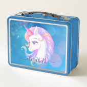 Pastel Unicorn Pony Metall Brotdose (Rückseite)