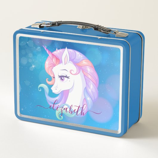 Pastel Unicorn Pony Metall Brotdose (Rückseite)