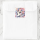 Pastel Unicorn Quadratischer Aufkleber (Tasche)
