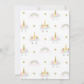 Pastel Unicorn Rainbow Baby Dusche Mädchen Einladu Einladung (Rückseite)
