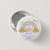 Pastel Unicorn Rainbow Birthday Button (Vorne & Hinten)