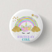 Pastel Unicorn Rainbow Birthday Button (Vorderseite)
