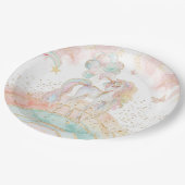 Pastel Unicorn Rainbow Birthday Pappteller (Schrägansicht)