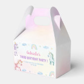 Pastel Unicorn Rainbow Birthday Party Gevor Box Geschenkschachtel (Rückseite)