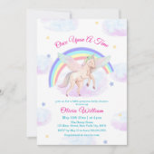 Pastel Unicorn Rainbow Fairytale Baby Shower Einladung (Vorderseite)