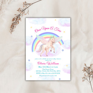 Pastel Unicorn Rainbow Fairytale Baby Shower Einladung