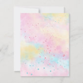 Pastel Unicorn Rainbow Girl Kinderdusche Einladung (Rückseite)