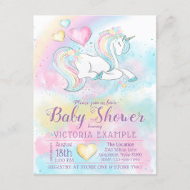 Pastel Unicorn Rainbow Girl Kinderdusche Einladung
