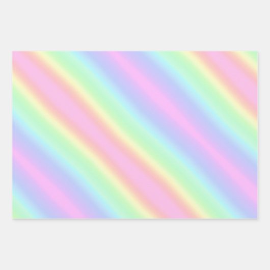 Pastel Unicorn Regenbogenstreifen grau Geschenkpapier Set (Vorderseite 3)