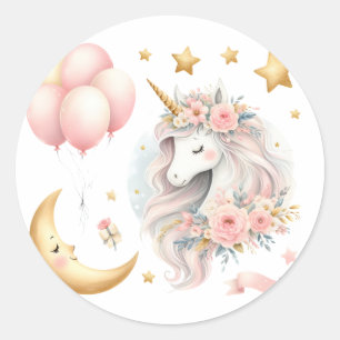 Pastel Unicorn Runder Aufkleber