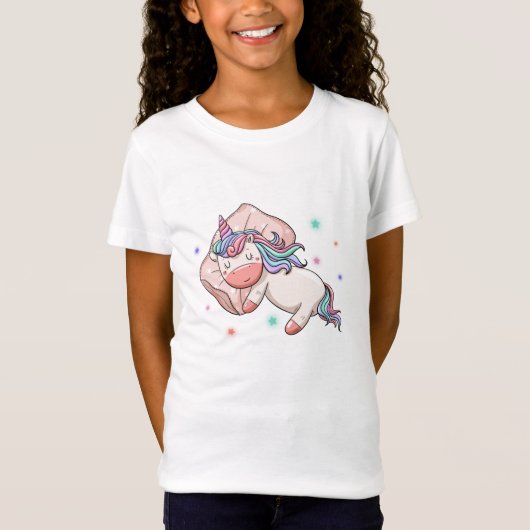 Pastel Unicorn schlafen T-Shirt (Vorderseite)