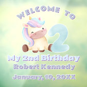 Pastel Unicorn Second Birthday Celebration Name Fensteraufkleber (Blatt 3)