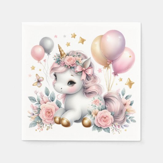 Pastel Unicorn Serviette (Vorderseite)