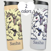 Pastel Unicorn Sparkle Rainbow Individuelle Name Thermosbecher