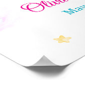 Pastel Unicorn Star Rainbow Baby Shower Welcome Poster (Ecke)
