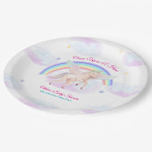 Pastel Unicorn Star Rainbow Fairytale Baby Shower  Pappteller (Schrägansicht)