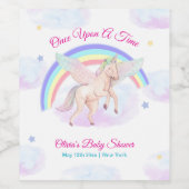 Pastel Unicorn Star Rainbow Fairytale Baby Shower Weinetikett (Einzelnes Label)