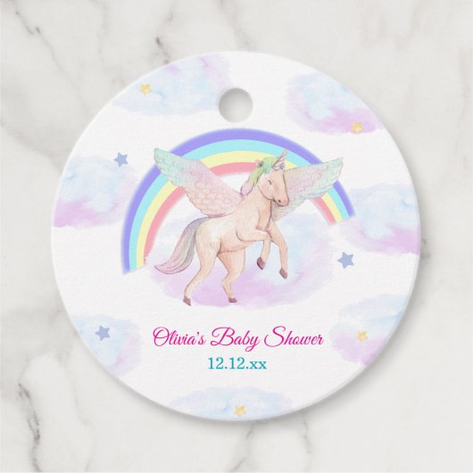Pastel Unicorn Star Rainbow Fairytale Baby Showroo Geschenkanhänger (Vorderseite)