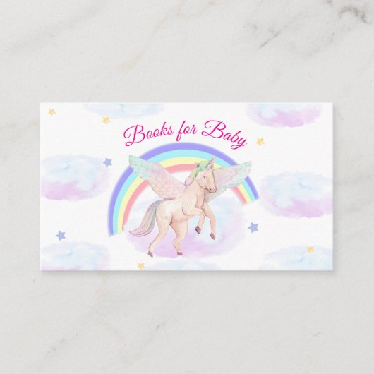 Pastel Unicorn Star Regenbogenbücher für Babydusch Begleitkarte (Vorderseite)