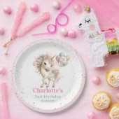 Pastel Unicorn with Balloons Birthday Pappteller (Party)