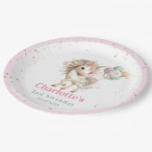 Pastel Unicorn with Balloons Birthday Pappteller (Schrägansicht)