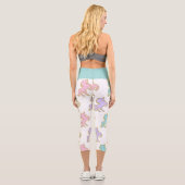 Pastel Unicorns Gold Glitzer Waist Band Capri Leggings (Rückseite)