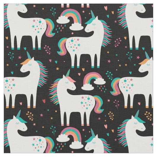Pastel Unicorns & Rainbows Stoff (Nahaufnahme)