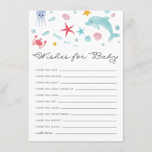 Pastel unter dem Meer Babydusche Wünsche für Baby Begleitkarte (Vorderseite)