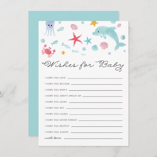 Pastel unter dem Meer Babydusche Wünsche für Baby Begleitkarte (Vorne/Hinten)