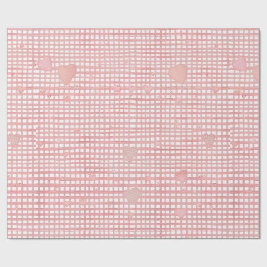Pastel Valentine Gingham Wrapping Paper Geschenkpapier (Flach)