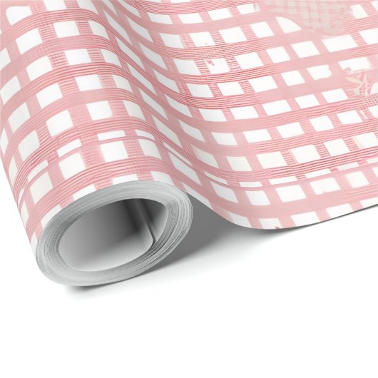 Pastel Valentine Gingham Wrapping Paper Geschenkpapier (Rolleneckpunkt)