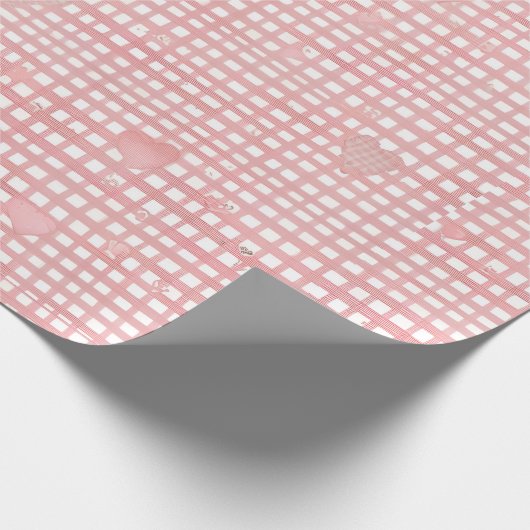 Pastel Valentine Gingham Wrapping Paper Geschenkpapier (Ecke)