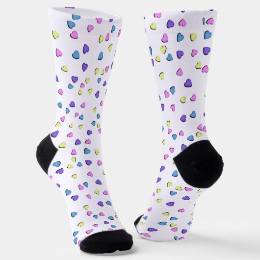 Pastel Valentine Hearts Socken (Gewinkelt)