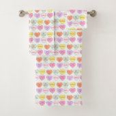 Pastel Valentine's Day Candy Hearts Liebe drucken Badhandtuch Set (Insitu)