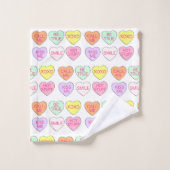 Pastel Valentine's Day Candy Hearts Liebe drucken Badhandtuch Set (Waschlappen)