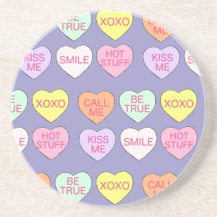 Pastel Valentine's Day Candy Hearts Liebe drucken Untersetzer