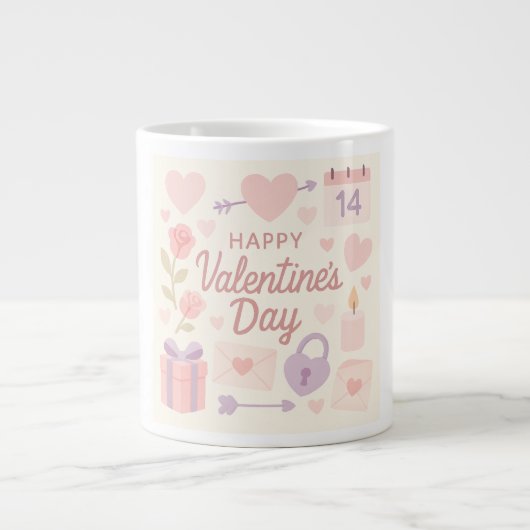 Pastel Valentine's Day Mug  Jumbo-Tasse (Vorderseite)