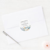 Pastel Vanilla Blue Floral Wedding Umschlag Aufkle Runder Aufkleber (Umschlag)