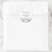 Pastel Vanilla Blue Floral Wedding Umschlag Aufkle Runder Aufkleber (Tasche)