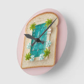 Pastel Vaporwave Pool Toast Runde Wanduhr (Winkel)