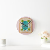 Pastel Vaporwave Pool Toast Runde Wanduhr (Zuhause)