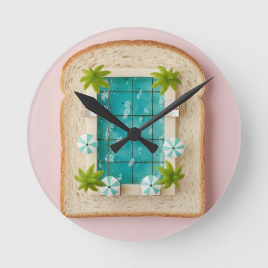 Pastel Vaporwave Pool Toast Runde Wanduhr (Vorderseite)