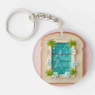 Pastel Vaporwave Pool Toast Schlüsselanhänger