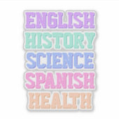 Pastel Varsity School Subject Stickers Aufkleber (Vorderseite)
