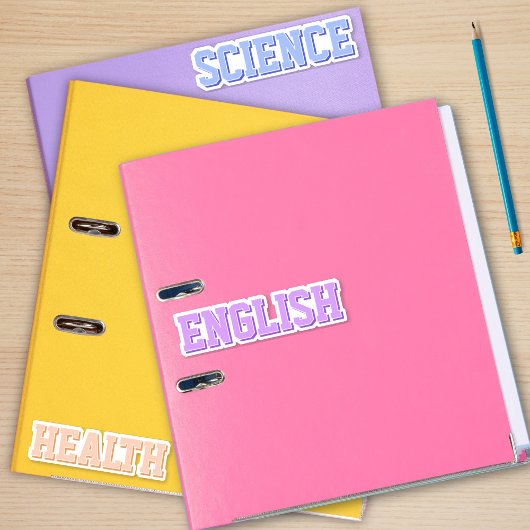 Pastel Varsity School Subject Stickers Aufkleber