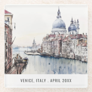 Pastel Venice Italien Wasserfarbe Italien Glasuntersetzer