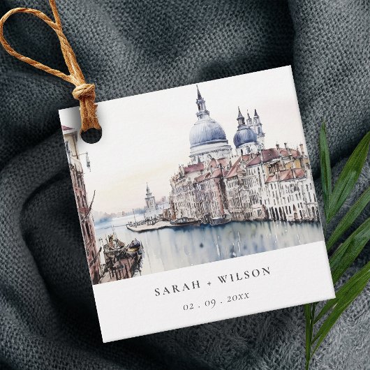 Pastel Venice Italy Canals Watercolor Wedding Geschenkanhänger