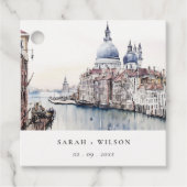 Pastel Venice Italy Canals Watercolor Wedding Geschenkanhänger (Vorderseite)