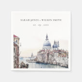 Pastel Venice Italy Canals Watercolor Wedding Serviette (Vorderseite)
