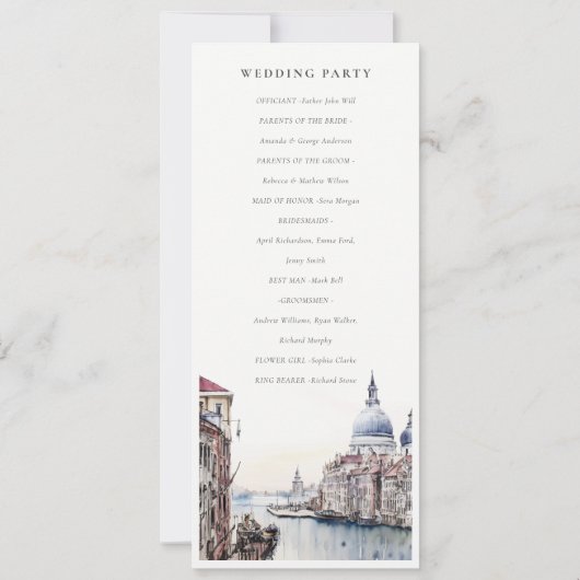 Pastel Venice Italy Canals Wedding Program Einladung (Rückseite)